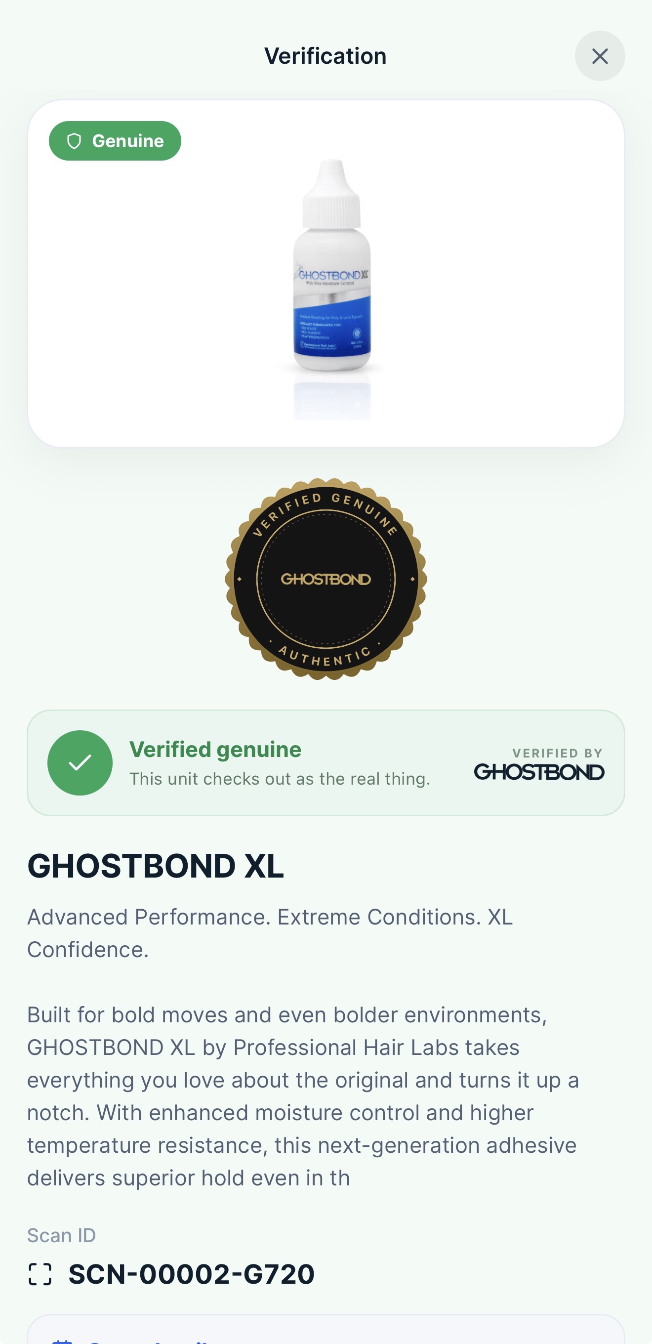 Clarity Codes app, verified genuine result